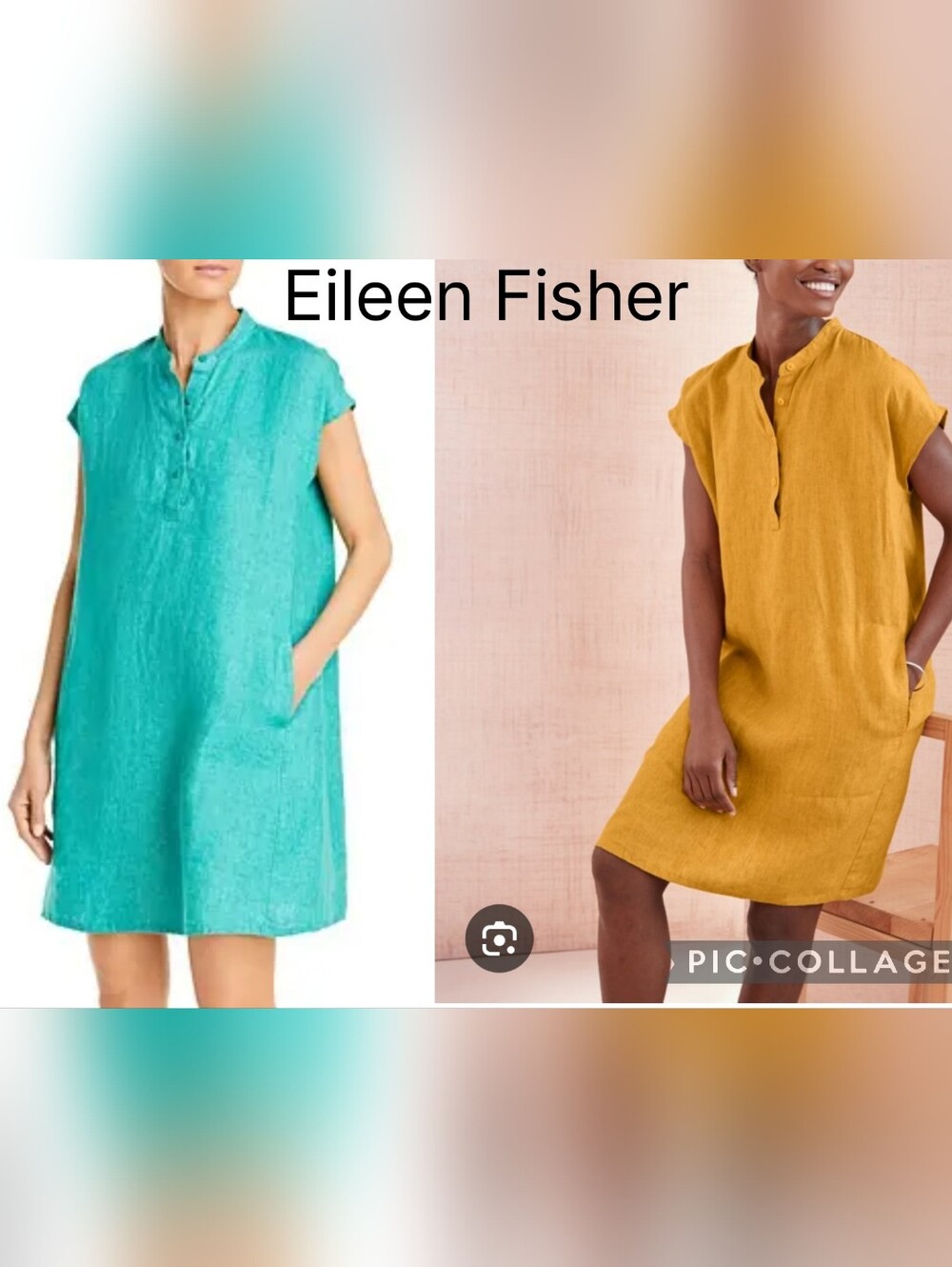 Eileen Fisher 100% Organic Linen Dress - Turquoise Sz XS Fits XS-S-M Like New